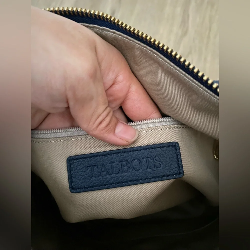 Talbots hobo denim shoulder Navy Blue Bucket Bag